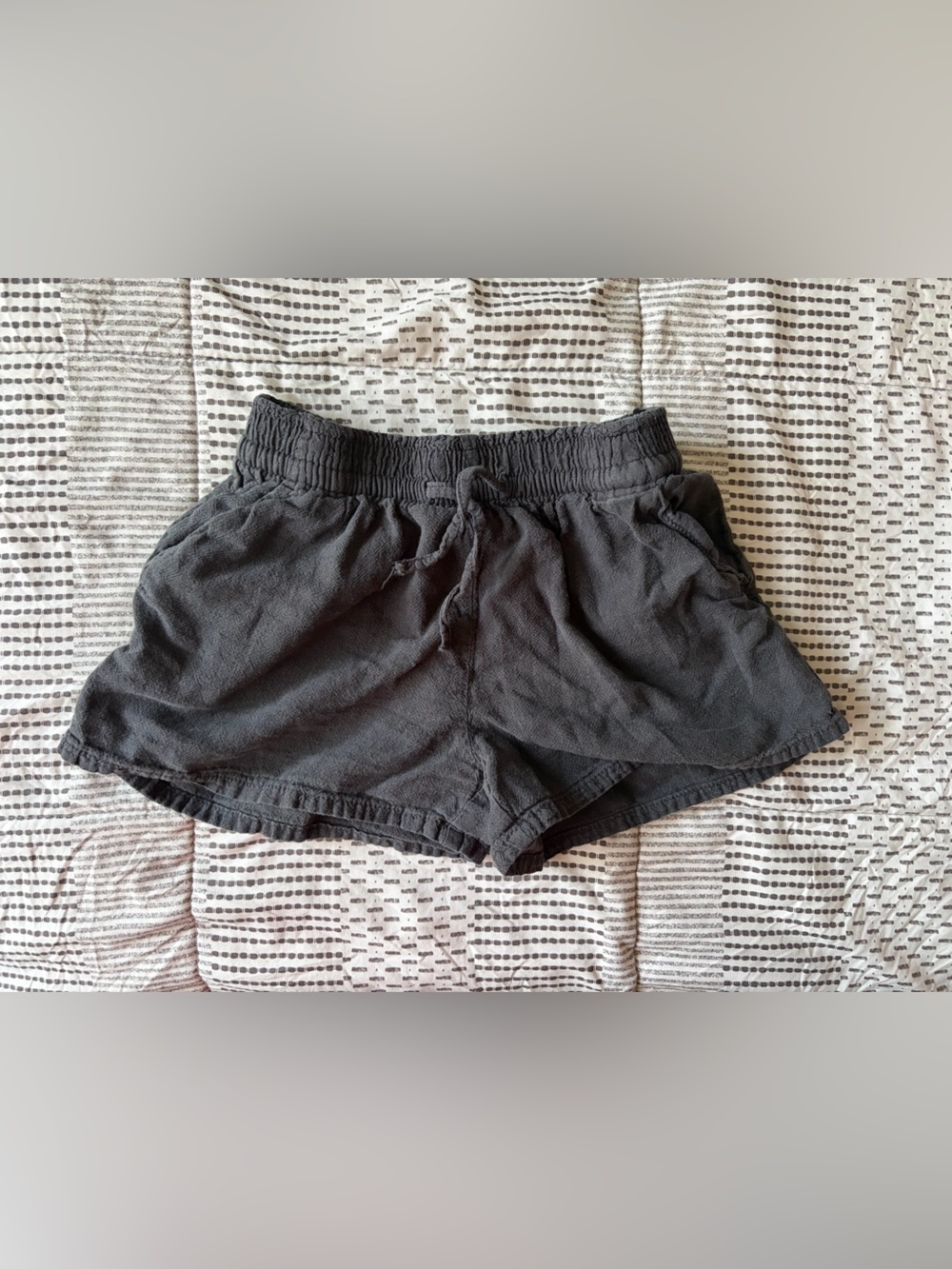 H&M Girls Charcoal Black Drawstring Lounge Shorts